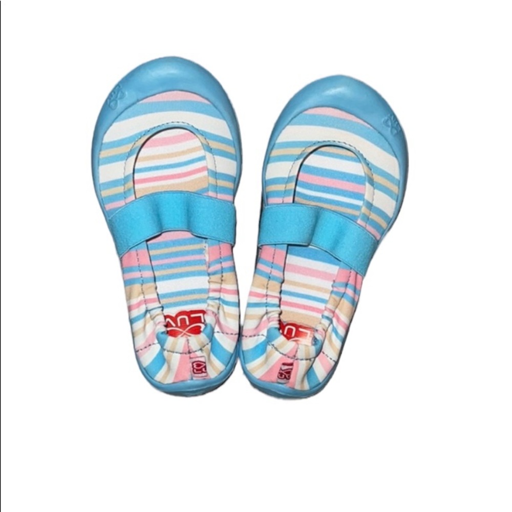 Luv Footwear Dream Flat Light Blue Peace Stripes Toddlers Size 8